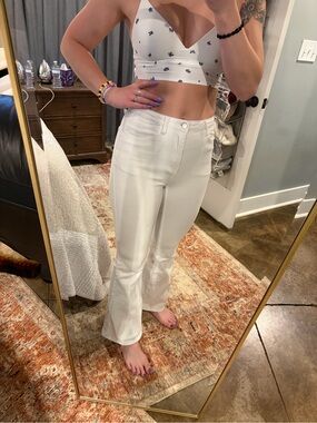 SHEIN White High-Rise Flare Jeans